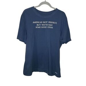 Life is Good Men's Blue Graphic Tee "America's Not Perfect" Size L